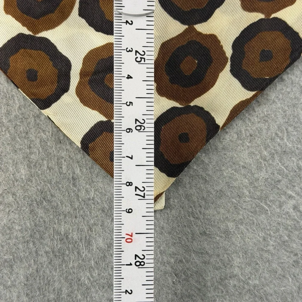 Vintage 70s Skinny Scarf 54x4 Brown Cream Geometric Mod Print Neck Tie Retro